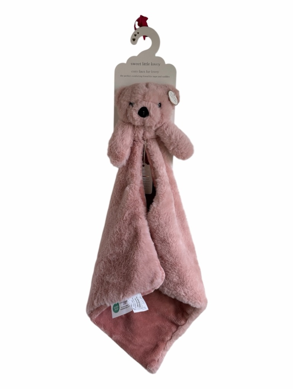 Sweet Little Lovey Cozy Faux Fur Pink Bear Lovey
